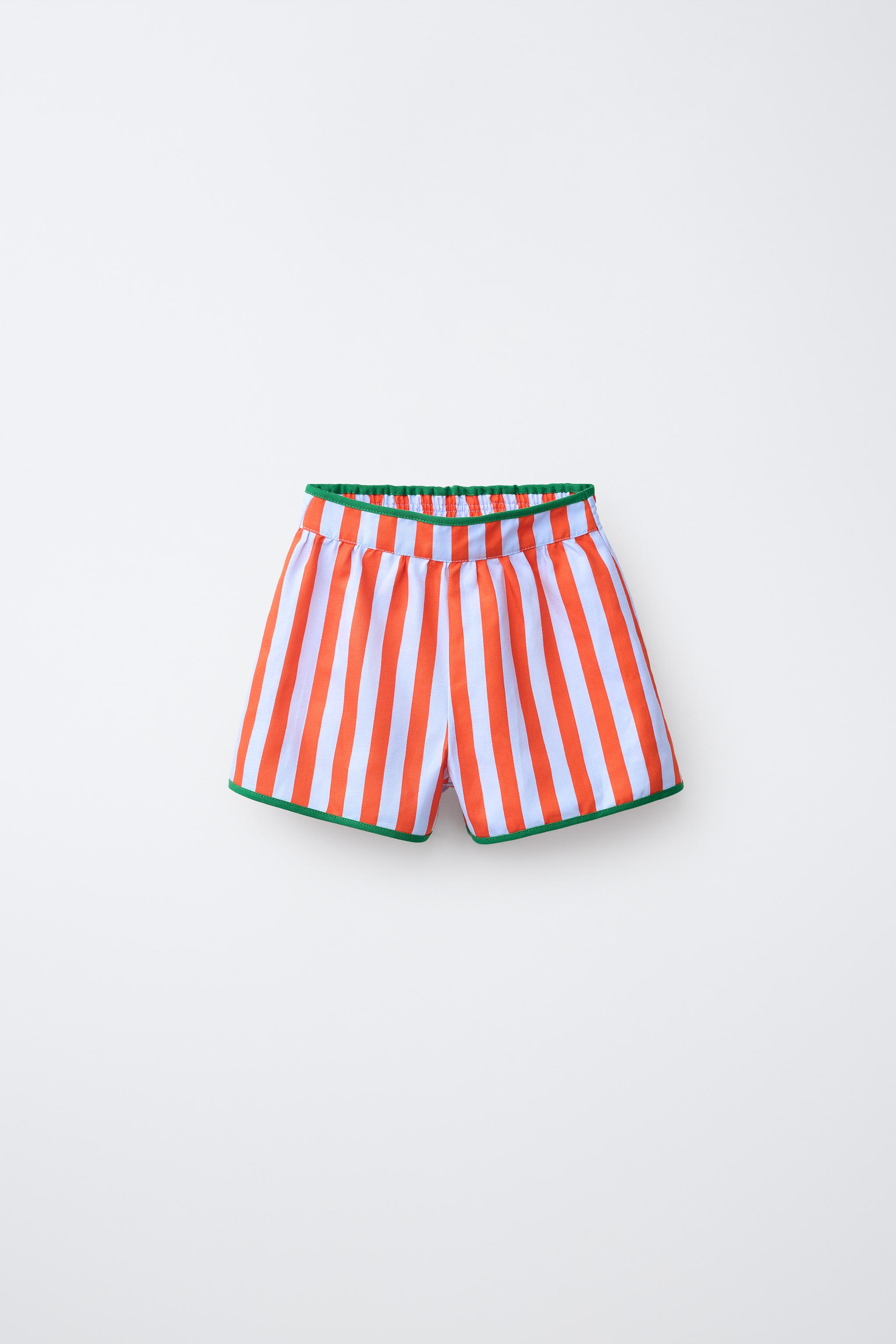 STRIPED SHORTS WITH CONTRAST PIPING